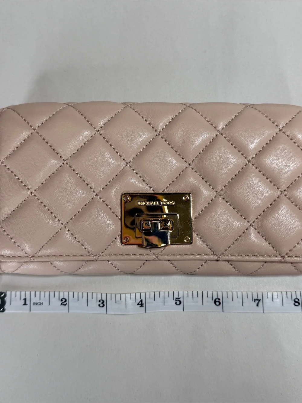Michael Kors Quilted Blush Leather Wallet with Gold Hardware